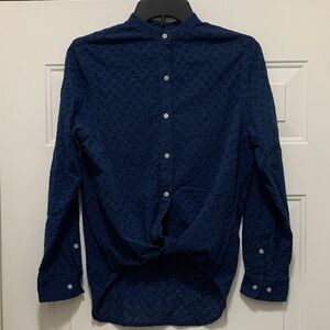 Ralph Lauren 100% Cotton Dark Blue Navy Textured Shirt Size Small